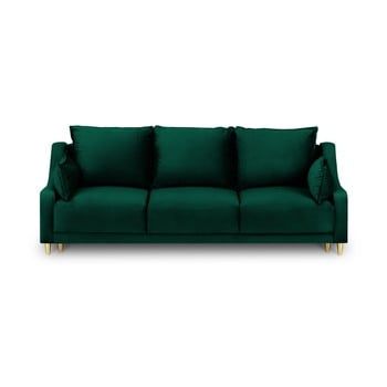 Canapea extensibilă cu 3 locuri și spațiu de depozitare Mazzini Sofas Pansy, verde