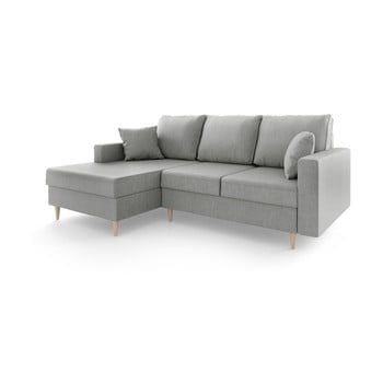 Canapea extensibilă cu spațiu de depozitare Mazzini Sofas Aubrieta, pe partea stângă, gri