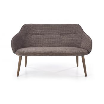 Canapea fixa tapitata cu stofa, 2 locuri Verano XL Dark Grey / Walnut, l130xA65xH77 cm