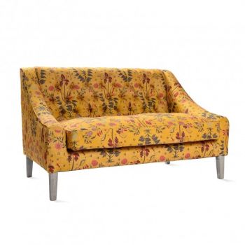 Canapea fixa tapitata cu stofa, cu picioare din lemn Gipsy Ochre Yellow / Antique Grey, l126xA83xH76 cm Canapea fixa tapitata cu stofa, cu picioare din lemn Gipsy Ochre Yellow / Antique Grey, l126xA83xH76 cm