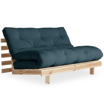 Sofa extensibila Roots Raw & Petrol Blue 140x200 cm - Karup Design, Albastru