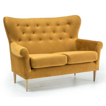 Canapea 2 locuri Optisofa, Amelie Golden, 140x81x97 cm - Optisofa, Galben & Auriu