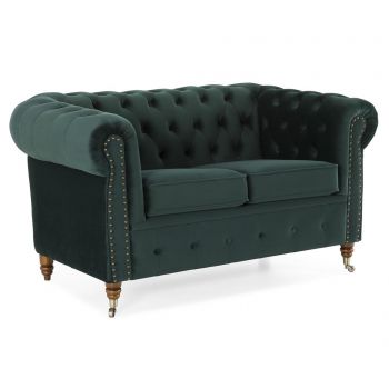 Canapea 2 locuri Kalatzerka, Chesterfield Dark Green, 150x86x80 cm - Kalatzerka, Verde