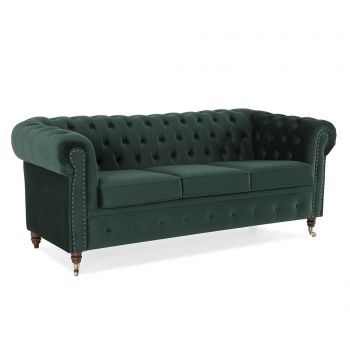 Canapea 3 locuri Kalatzerka, Chesterfield Dark Green, verde inchis, 203x86x80 cm - Kalatzerka, Verde