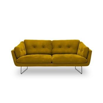 Canapea cu 3 locuri și tapițerie de catifea Windsor & Co Sofas Gravity, galben