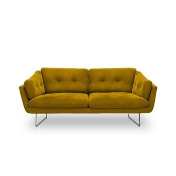 Canapea cu 3 locuri și tapițerie de catifea Windsor & Co Sofas Gravity, galben Canapea cu 3 locuri și tapițerie de catifea Windsor & Co Sofas Gravity, galben