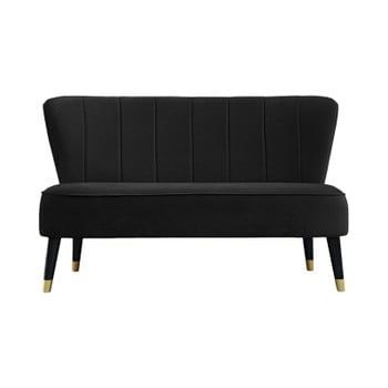 Canapea cu detalii aurii JohnsonStyle Lagos French Velvet, negru