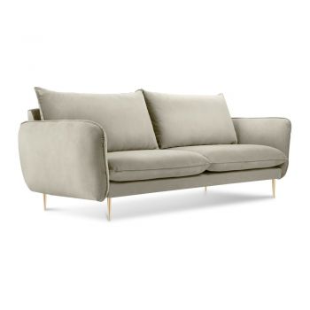 Canapea cu tapițerie din catifea Cosmopolitan Design Florence, bej,160 cm