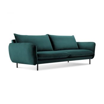 Canapea cu tapițerie din catifea Cosmopolitan Design Vienna, 200 cm, verde petrol