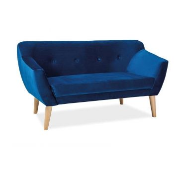 Canapea din catifea albastra Bergen 2