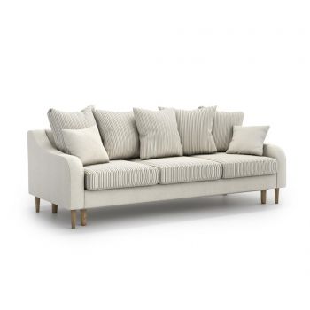 Canapea extensibila 3 locuri Optisofa, Benito Kongo Beige, 221x92x85 cm - Optisofa, Crem,Gri & Argintiu