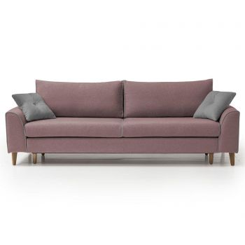 Canapea extensibila 3 locuri Optisofa, William Soro Powder Pink, 240x95x79 cm - Optisofa, Roz