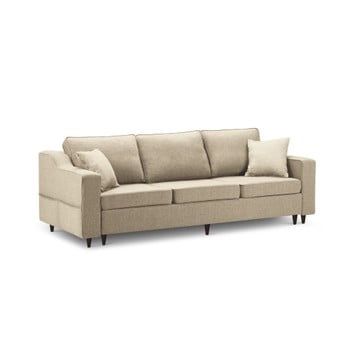 Canapea extensibilă cu 3 locuri și spațiu de depozitare Mazzini Sofas Narcisse, bej