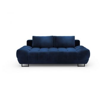 Canapea extensibilă cu 3 locuri și tapițerie de catifea Windsor & Co Sofas Cirrus, albastru închis la reducere