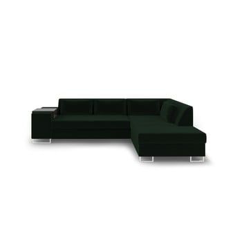 Canapea extensibilă cu șezlong pe partea dreaptă Cosmopolitan Design San Antonio, verde
