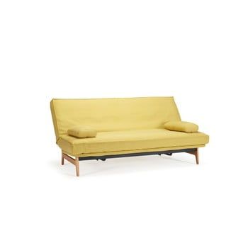 Canapea extensibilă cu husă detașabilă Innovation Aslak Elegant Soft Mustard Flower, 81 x 200 cm, galben