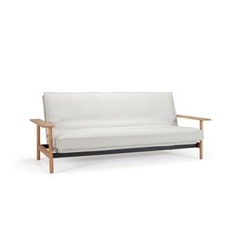 Canapea extensibilă cu husă detașabilă Innovation Balder Mixed Dance Neutral, 97 x 230 cm, alb