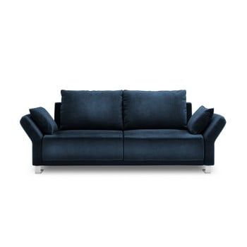 Canapea extensibilă cu 3 locuri și tapițerie de catifea Windsor & Co Sofas Pyxis, albastru