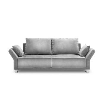 Canapea extensibilă cu 3 locuri și tapițerie de catifea Windsor & Co Sofas Pyxis, gri deschis