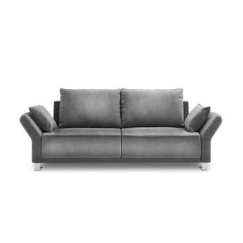Canapea extensibilă cu 3 locuri și tapițerie de catifea Windsor & Co Sofas Pyxis, gri