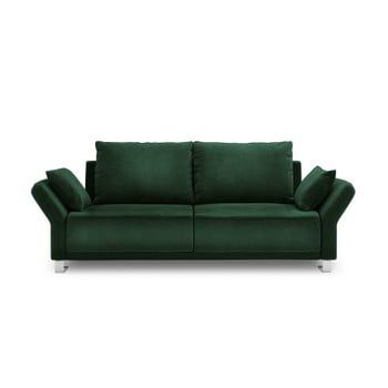Canapea extensibilă cu 3 locuri și tapițerie de catifea Windsor & Co Sofas Pyxis, verde smarald