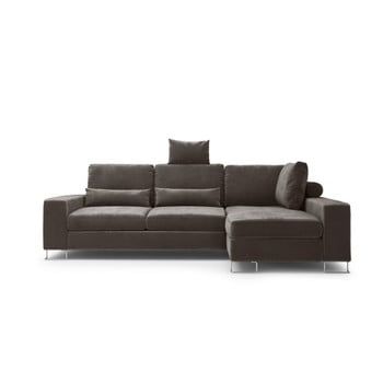 Colțar extensibil cu tapițerie de catifea și șezlong pe partea dreaptă Windsor & Co Sofas Diane, gri închis Colțar extensibil cu tapițerie de catifea și șezlong pe partea dreaptă Windsor & Co Sofas Diane, gri închis
