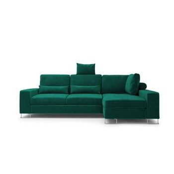 Canapea extensibilă cu înveliș de catifea Windsor & Co Sofas Diane, pe partea dreaptă, verde