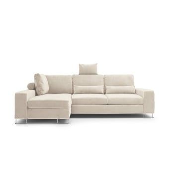 Colțar extensibil cu tapițerie de catifea și șezlong pe partea stângă Windsor & Co Sofas Diane, bej