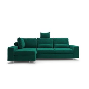 Canapea extensibilă cu înveliș de catifea Windsor & Co Sofas Diane, pe partea stângă, verde