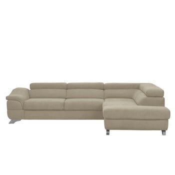 Canapea extensibilă cu înveliș de catifea Windsor & Co Sofas Gamma, pe partea dreaptă, maro gri