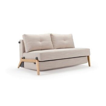 Canapea extensibilă Innovation Cubed Wood Linen Sand Grey, 96 x 147 cm, gri bej