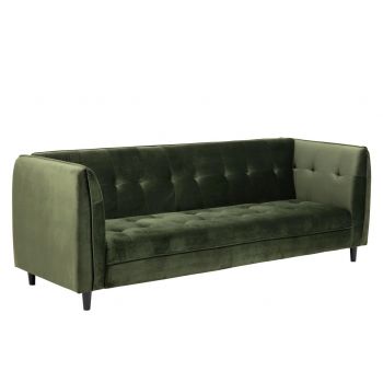 Canapea extensibila tapitata cu stofa, 3 locuri Jonna Velvet Verde Inchis, l235xA87xH85 cm