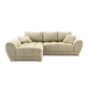 Colțar extensibil cu tapițerie de catifea și șezlong pe partea stângă Windsor & Co Sofas Nuage, bej