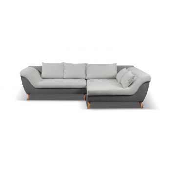 Coltar Aba Extensibil cu Arcuri Ondulate si Spuma Poliuretanica, Sezlong pe Dreapta, Suprafata de Dormit 217x131 cm, cu Lada de Depozitare, Perne Incluse, l315xA175xH80 cm