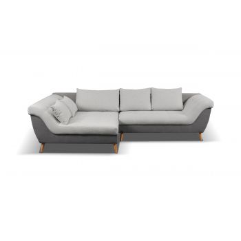 Coltar Aba Extensibil cu Arcuri Ondulate si Spuma Poliuretanica, Sezlong pe Stanga, Suprafata de Dormit 217x131 cm, cu Lada de Depozitare, Perne Incluse, l315xA175xH80 cm