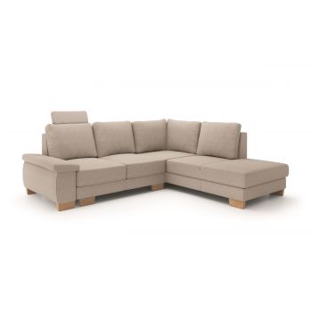 Coltar Cevis II Extensibil cu Arcuri Ondulate si Spuma Poliuretanica, Sezlong pe Dreapta, Suprafata de Dormit 203x130 cm, cu Lada de Depozitare, Cotiere si Tetiera Reglabile, Perne Incluse, l253xA228xH76 cm
