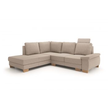 Coltar Cevis II Extensibil cu Arcuri Ondulate si Spuma Poliuretanica, Sezlong pe Stanga, Suprafata de Dormit 203x130 cm, cu Lada de Depozitare, Cotiere si Tetiera Reglabile, Perne Incluse, l253xA228xH76 cm