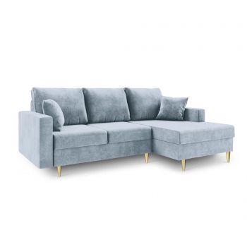 Coltar extensibil dreapta Muguet Light Blue - Mazzini Sofas, Albastru