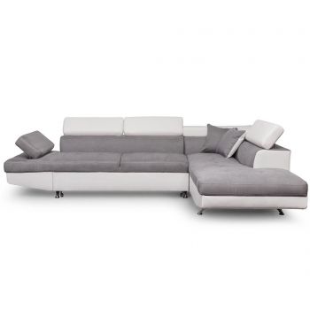 Coltar extensibil dreapta Kult, Rio Keaton Grey and White, gri/alb, 297x206x79 cm - Kult, Gri & Argintiu