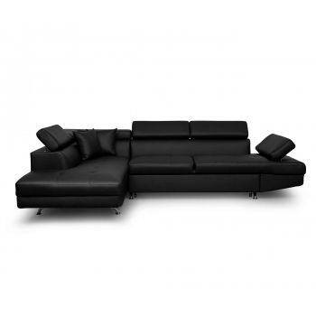 Coltar extensibil stanga Kult, Rio Tyren Black, negru, 297x206x79 cm - Kult, Negru