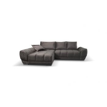 Coltar Voleto Extensibil cu Arcuri Ondulate si Spuma Poliuretanica, Sezlong pe Stanga, Suprafata de Dormit 219x136 cm, cu Lada de Depozitare, Perne Incluse, l290xA192xH76 cm