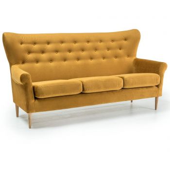 Canapea 3 locuri Optisofa, Amelie Golden, 196x81x97 cm - Optisofa, Galben & Auriu