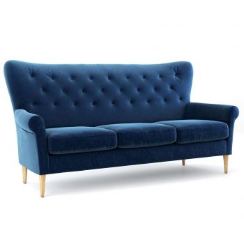 Canapea 3 locuri Optisofa, Amelie Navy Blue, 196x81x97 cm - Optisofa, Albastru