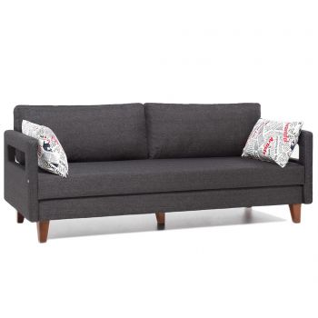 Canapea 3 locuri extensibila Comfort Grey with Patterned Cushions