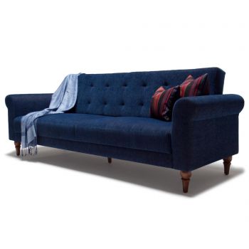 Canapea extensibila cu 3 locuri Madona Dark Blue - Balcab Home, Albastru Canapea extensibila cu 3 locuri Madona Dark Blue - Balcab Home, Albastru