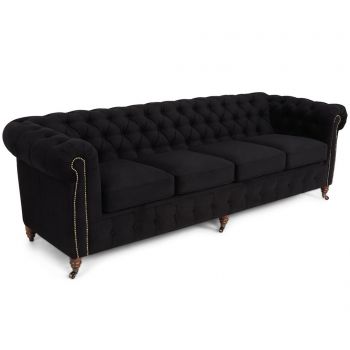 Canapea 4 locuri Kalatzerka, Chesterfield Black, 238x86x72 cm - Kalatzerka, Negru