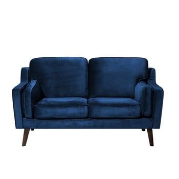 Canapea cu 2 locuri cu tapițerie din catifea Monobeli Josh, albastru închis