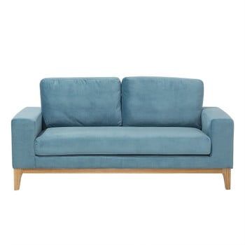 Canapea cu 2 locuri cu tapițerie din catifea Monobeli Kyle, albastru