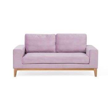 Canapea cu 2 locuri cu tapițerie din catifea Monobeli Kyle, roz deschis