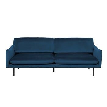 Canapea cu 3 locuri cu tapițerie din catifea Monobeli Aaron, albastru marin
